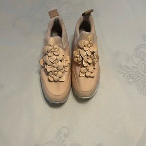 Tory Burch Floral Embellished Tan Women's Sneakers